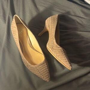 Vince camuto nude heels with silver detail